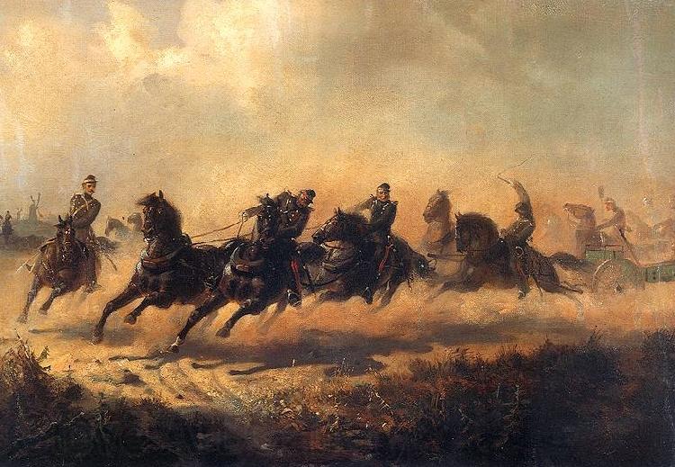 Maksymilian Gierymski Charge of Russian horse artillery France oil painting art